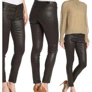 Adriano Goldschmied faux leather legging super skinny ankle jeans AG Black 27